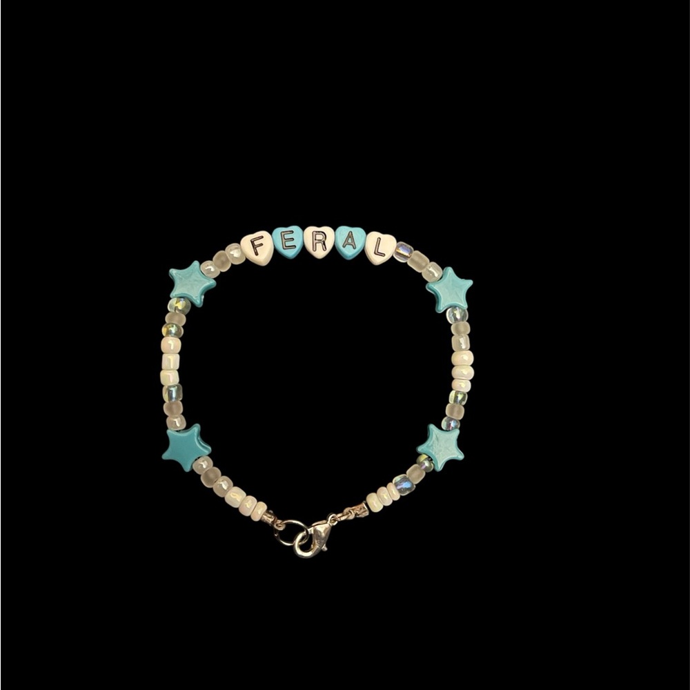 “FERAL” Blue and White Beaded Friendship Bracelet